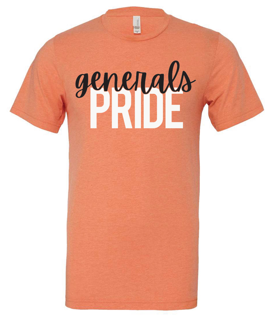 S-O Athletic Booster Club Adult Sizes Canvas Brand Generals Pride Design Short Sleeve Tees
