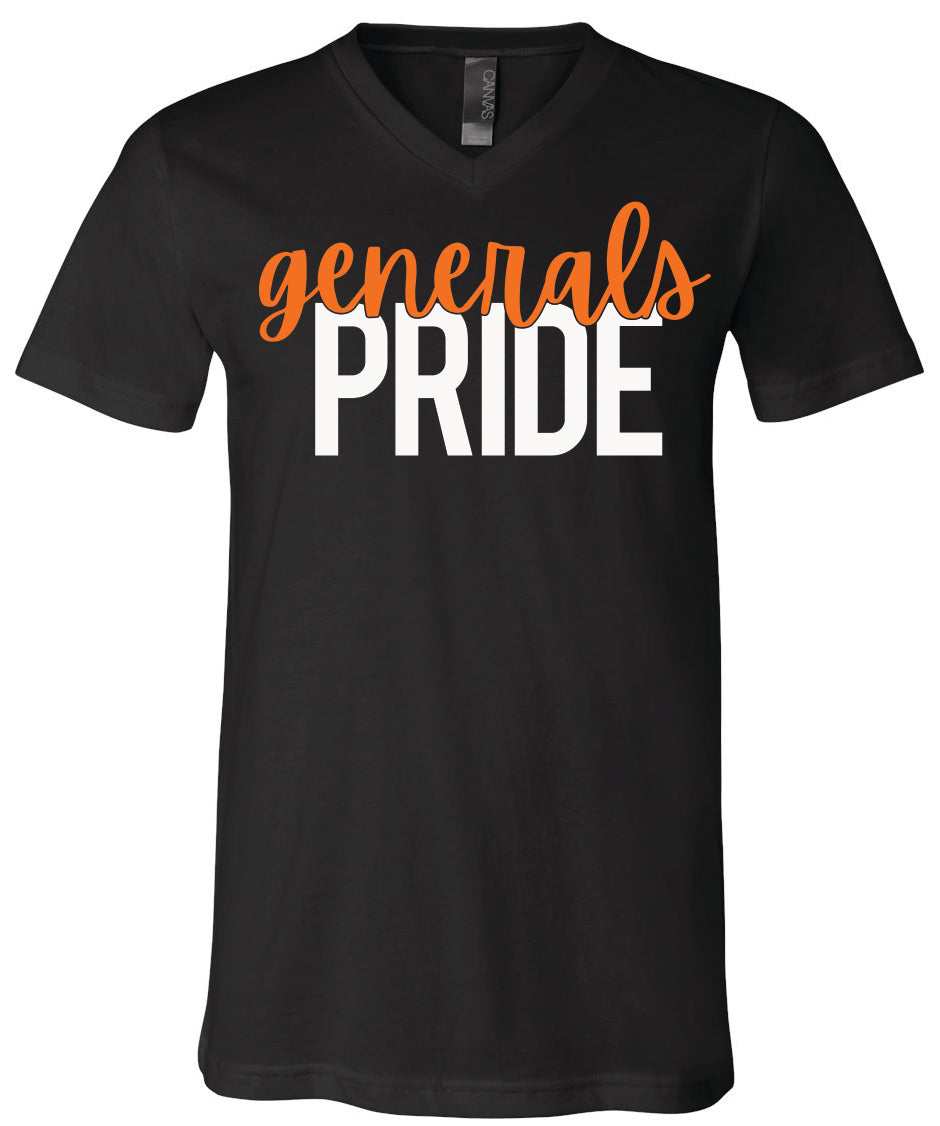 S-O Athletic Booster Club  Canvas Brand Generals Pride Design V-Neck Short Sleeve Tees