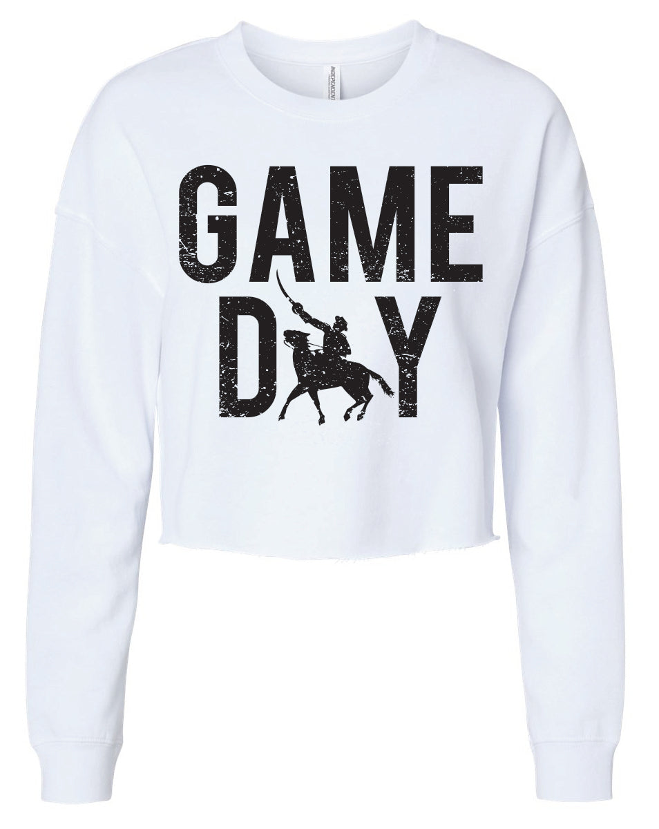 S-O Athletic Booster Club Game Day Design Ladies Crop Crewneck Sweatshirts
